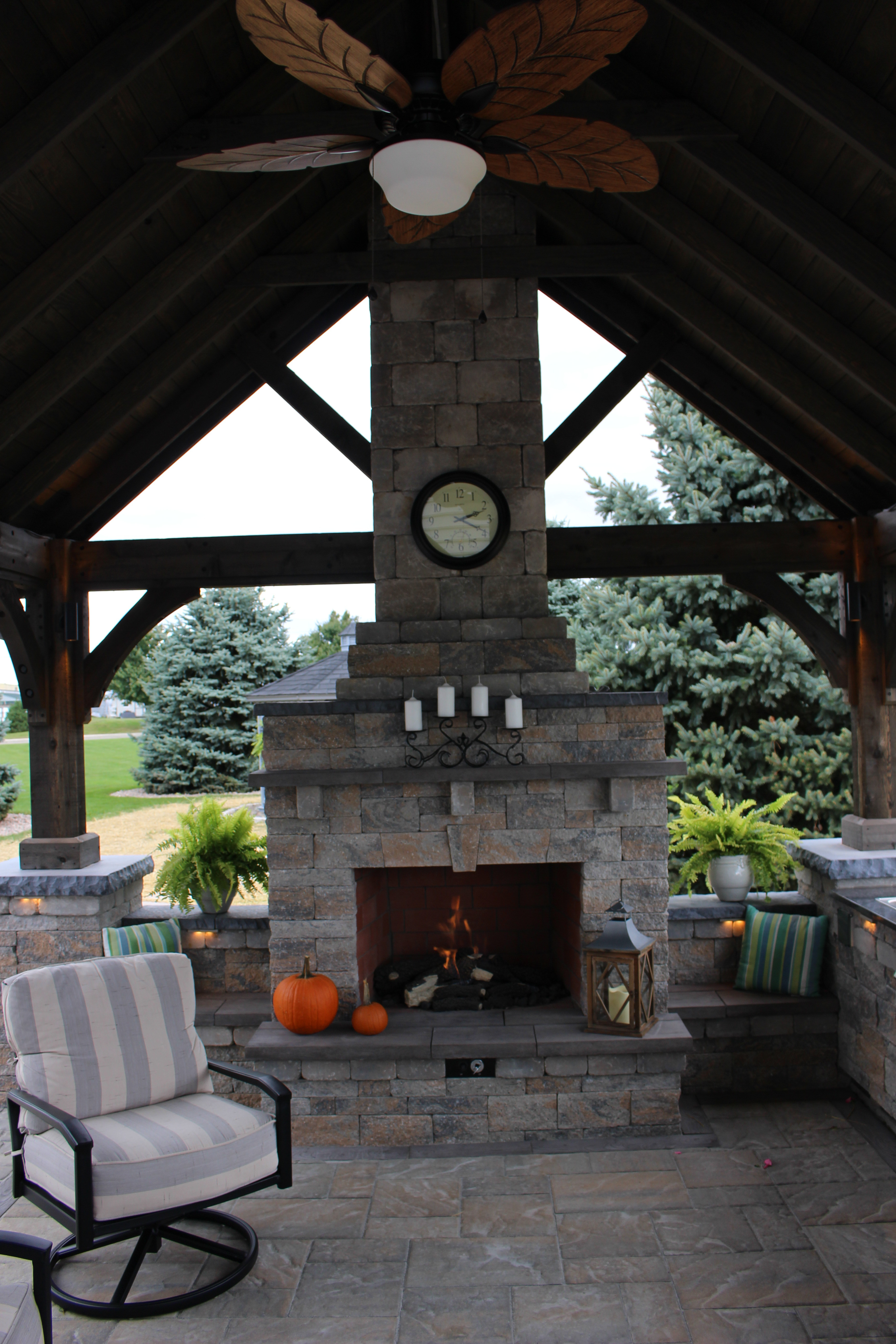 screened pavilions with fireplace on Willow Gates Landscaping Pro Mohnton Pa